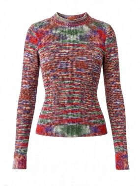 MISSONI Crew Neck Multi Color Red Abstract Sweater - Size US6 - MSRP $895 - NWT